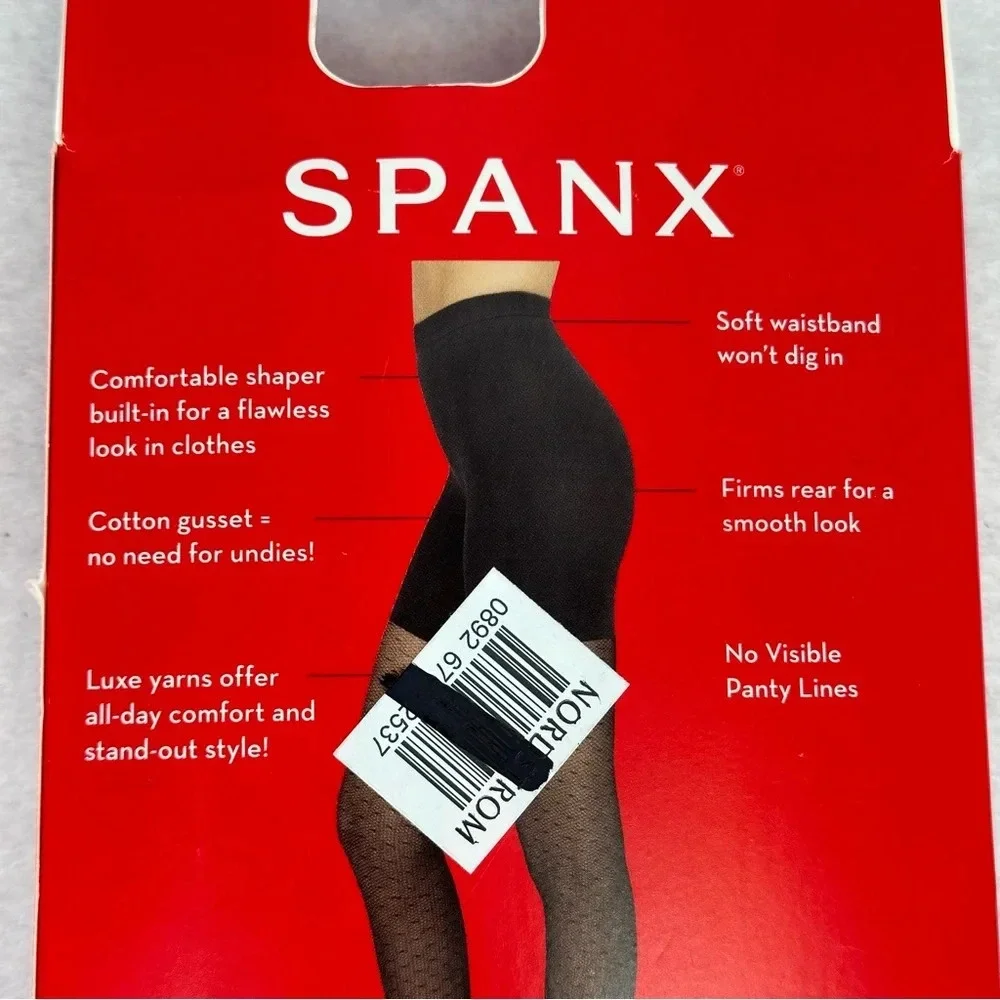 Spanx Tight End Tights Micro Dot Fishnet Tights in Very Black. Sz: C